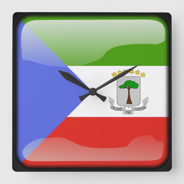 Flag of Equatorial Guinea Square Wall Clock (Front)
