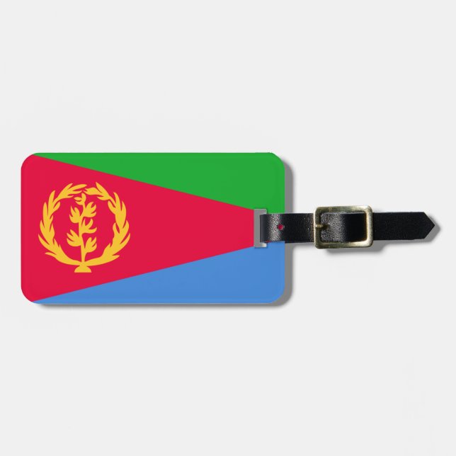 Flag of Eritrea Luggage Tag w/ leather strap (Front Horizontal)