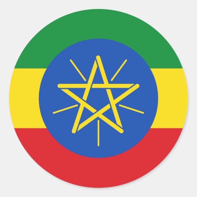 Flag of Ethiopia Classic Round Sticker (Front)