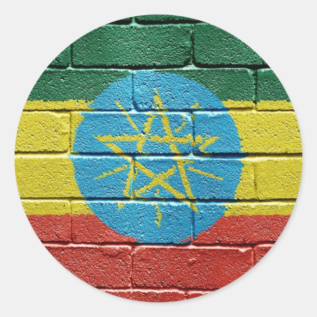 Flag of Ethiopia Classic Round Sticker (Front)