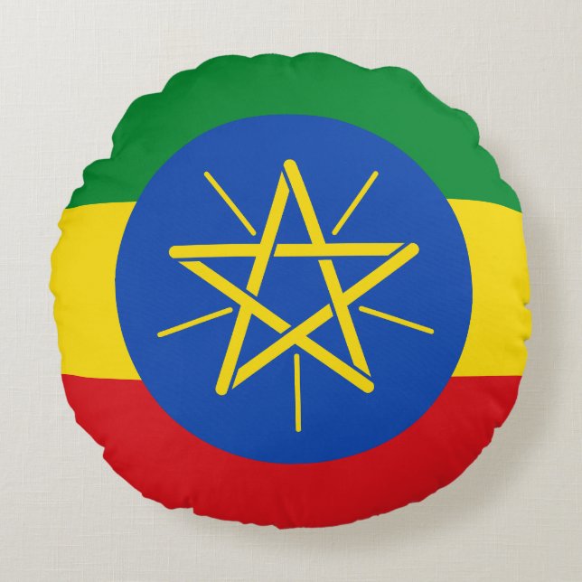 Flag of Ethiopia Round Pillow (Front)