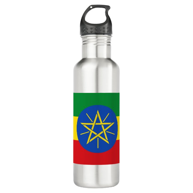 Flag of Ethiopia Stainless Steel Water Bottle (Front)