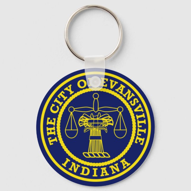 Flag of Evansville, Indiana Keychain (Front)