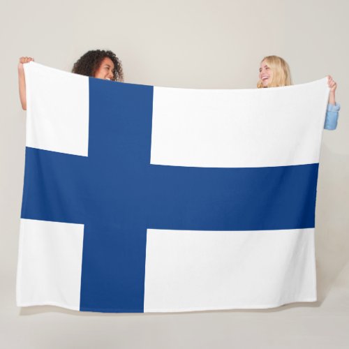 Flag of Finland Blue Cross Flag large Fleece Blanket