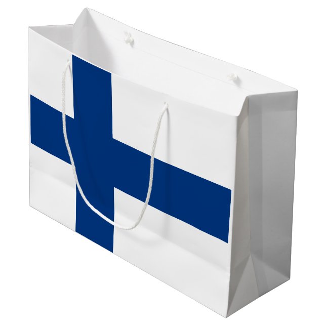 Flag of Finland Blue Cross Flag Large Gift Bag (Front Angled)