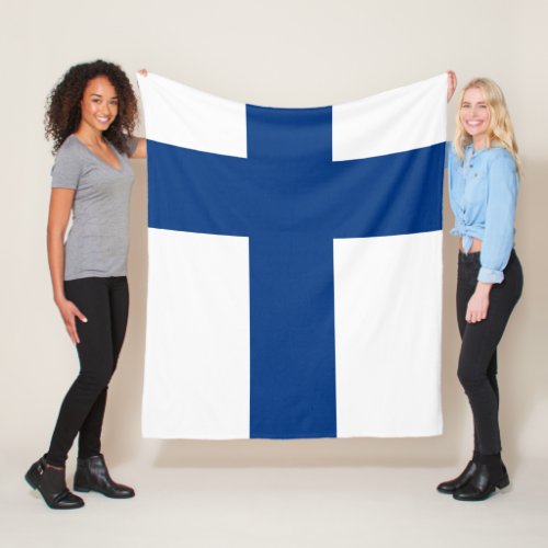 Flag of Finland Blue Cross Flag medium Fleece Blanket