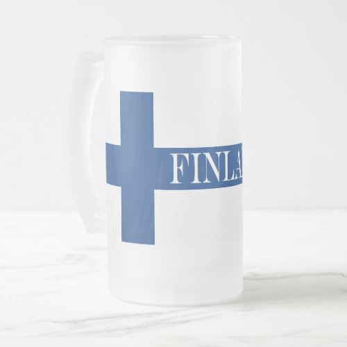 Flag of Finland Blue Cross Suomi Frosted Glass Beer Mug