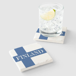 Flag of Finland Blue Cross Suomi Stone Coaster