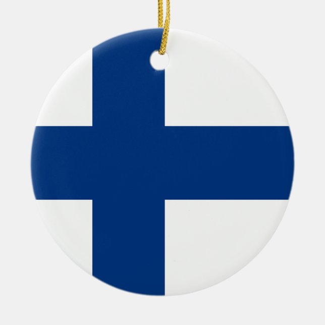 Flag of Finland Ceramic Ornament (Front)