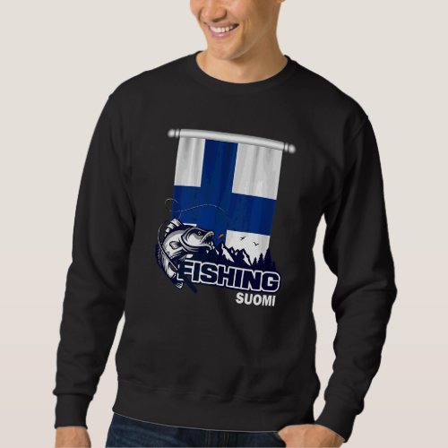 Flag Of Finland  Fishing In Suomi Fishing Sweatshirt