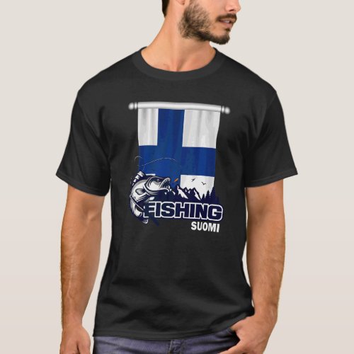 Flag Of Finland  Fishing In Suomi Fishing T_Shirt