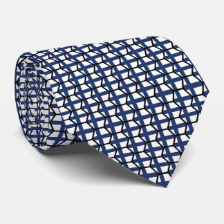 Flag of Finland Geometric Hexagon Pattern Neck Tie