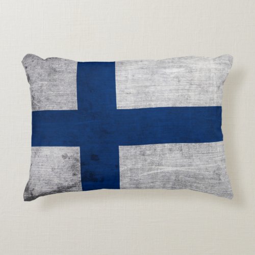 Flag of Finland Grunge Accent Pillow