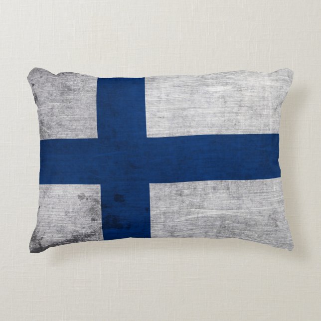 Flag of Finland Grunge Accent Pillow (Front)