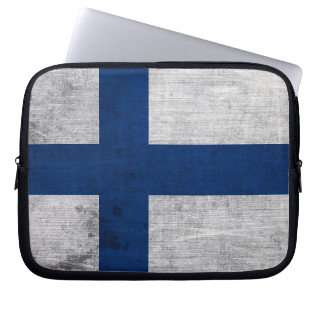 Flag of Finland Grunge Laptop Sleeve (Front)
