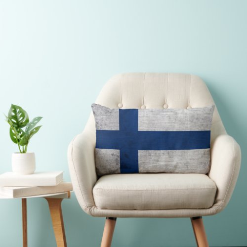 Flag of Finland Grunge Lumbar Pillow