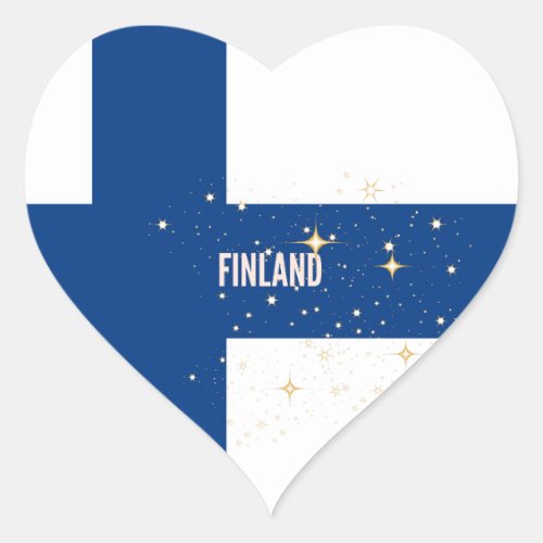 Flag of Finland labeled Heart Sticker