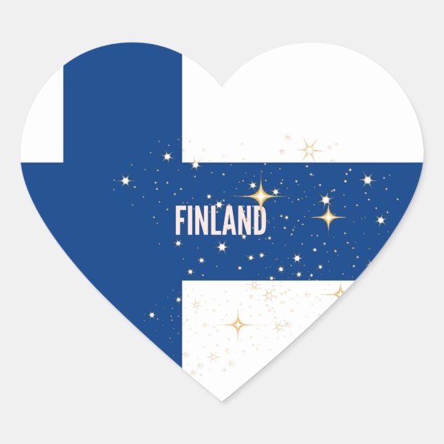 Flag of Finland, labeled Heart Sticker (Front)