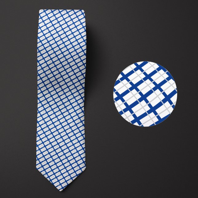 Flag of Finland Pattern Neck Tie (Creator Uploaded)