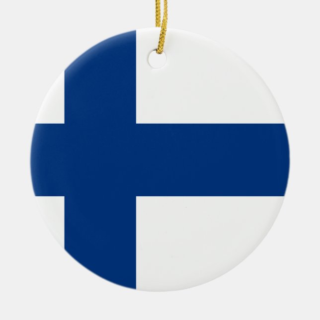 Flag of Finland (Suomen lippu, Finlands flagga) Ceramic Ornament (Front)