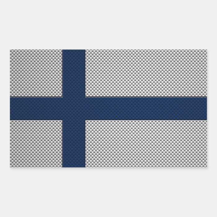 Flag of Finland with Carbon Fiber Effect Rectangle Sticker