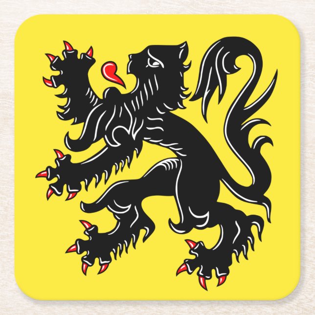 Flag of Flanders Square Paper Coaster (Front)