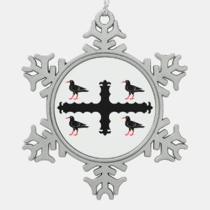 Flag of Flintshire Snowflake Pewter Christmas Ornament