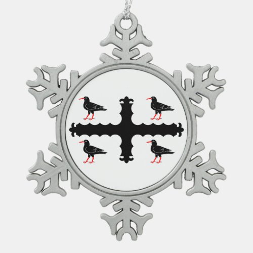Flag of Flintshire  Snowflake Pewter Christmas Ornament