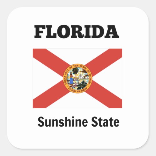 Flag of Florida and state motto Square Sticker