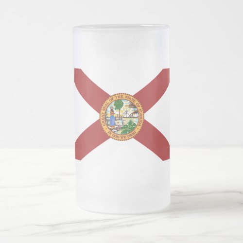 Flag of Florida Frosted Glass Beer Mug