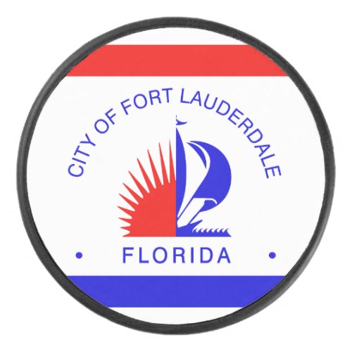Flag of Fort Lauderdale Florida Hockey Puck