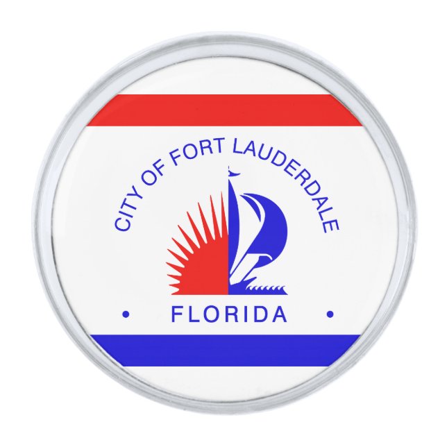Flag of Fort Lauderdale, Florida Silver Finish Lapel Pin (Front)