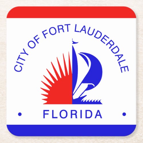 Flag of Fort Lauderdale Florida Square Paper Coaster