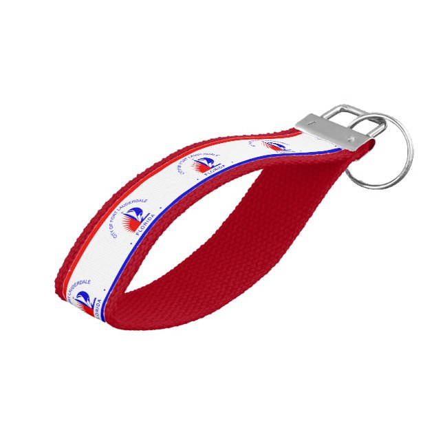 Flag of Fort Lauderdale, Florida Wrist Keychain (Angled Up)