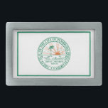 Flag of Fort Pembroke Pines, Florida Belt Buckle<br><div class="desc">Belt Buckle with a design with the flag of Pembroke Pines,  Florida. A white flag with a green city seal in the center</div>