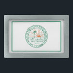 Flag of Fort Pembroke Pines, Florida Belt Buckle<br><div class="desc">Belt Buckle with a design with the flag of Pembroke Pines,  Florida. A white flag with a green city seal in the center</div>