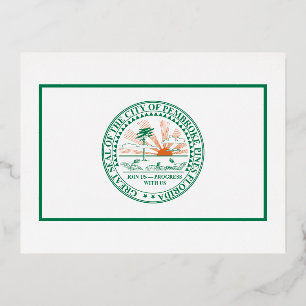 Flag of Fort Pembroke Pines, Florida Foil Holiday Postcard