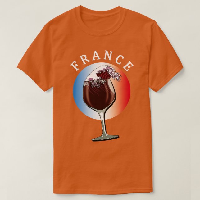 Flag Of France And Glass of French Wine T-Shirt (Design Front)