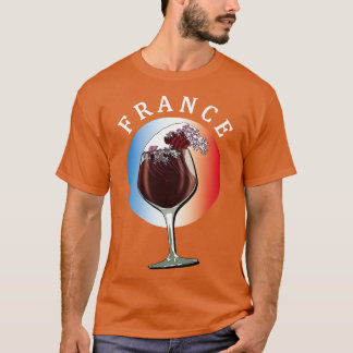 Flag Of France And Glass of French Wine T-Shirt