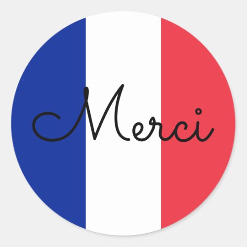 Flag of France Colors Merci Classic Round Sticker