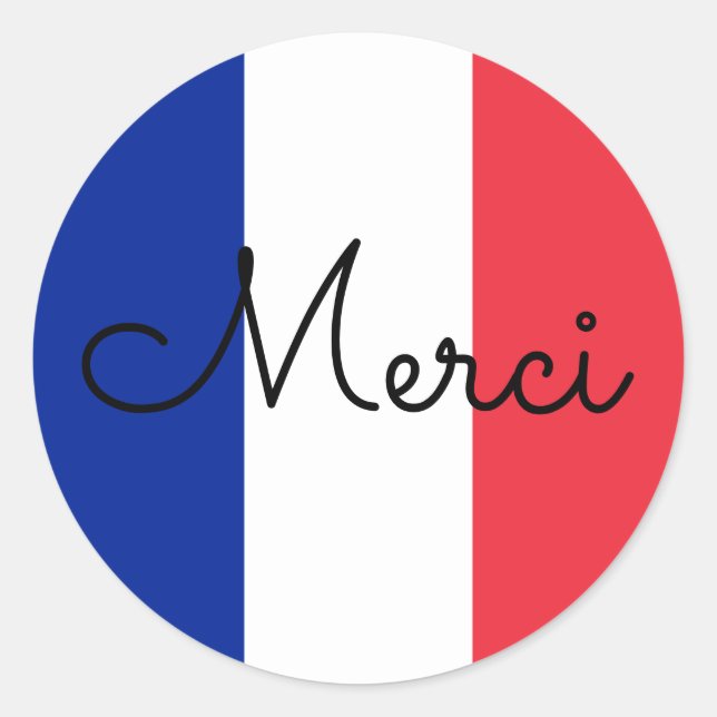 Flag of France Colors Merci Classic Round Sticker (Front)