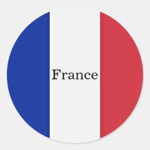 Flag of France, labeled, Classic Round Sticker