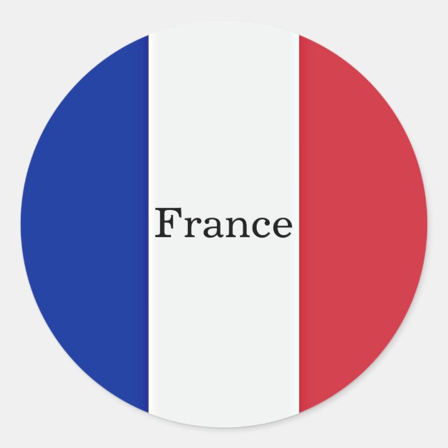 Flag of France, labeled, Classic Round Sticker (Front)