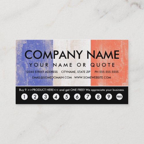 flag of france punch card business card