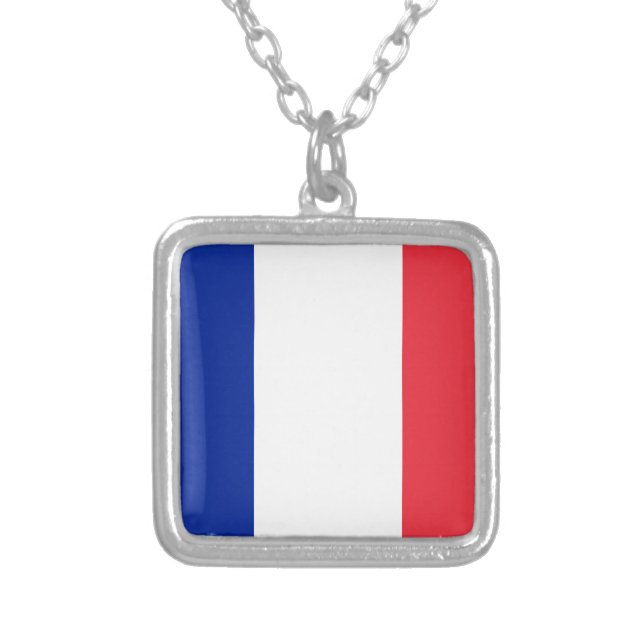 Flag of France Silver Plated Necklace (Front)