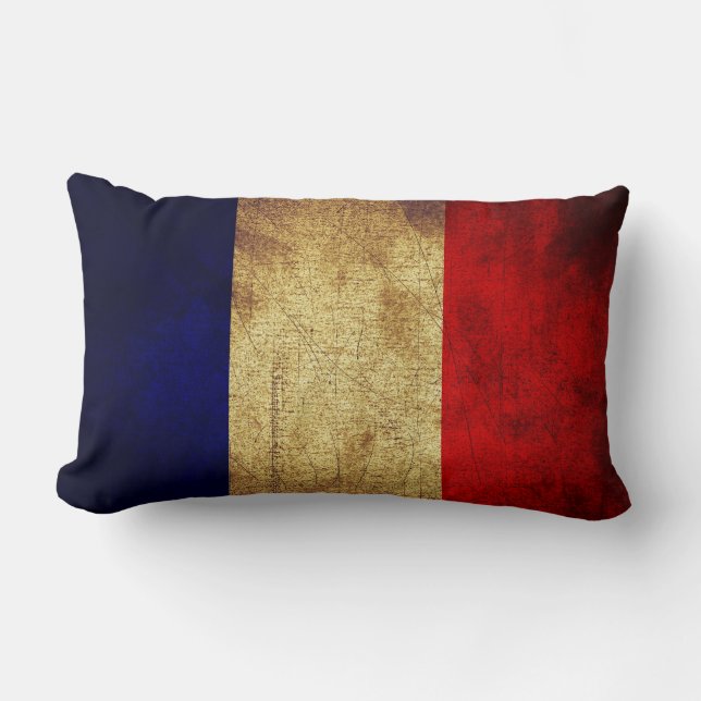 Flag of France Vintage Grunge Style Throw Pillow (Front)