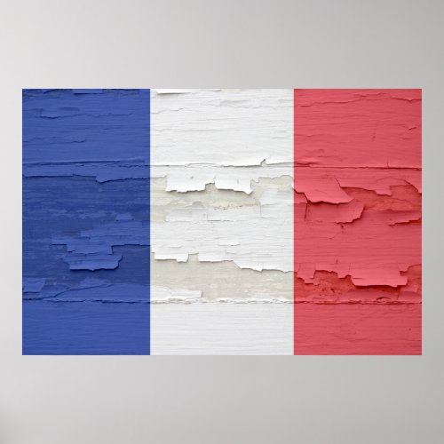 Flag of France Weathered Paint Poster