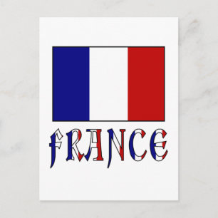 Flag of France with colored name Postcard