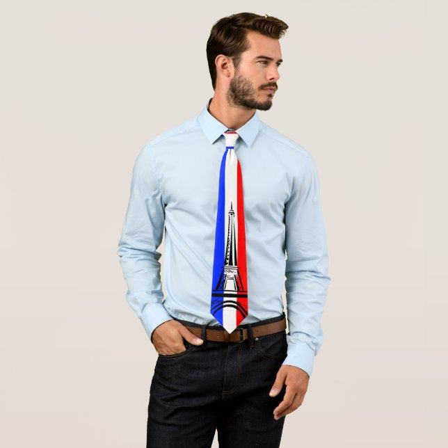 Flag of France with Eiffel Tower Tie (In Situ)