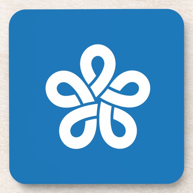 Flag of Fukuoka Prefecture, Japan Beverage Coaster (Front)
